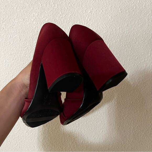 Naturalizer Helena red satin pointy pointed toe thick block heels 6.5W - Picture 3 of 7